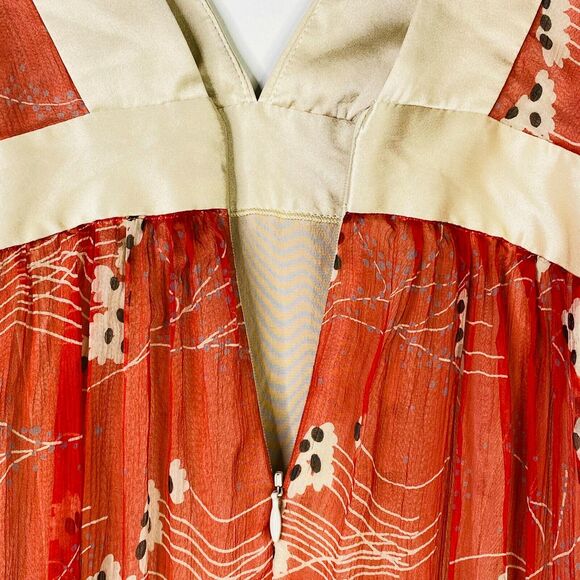 Development by Erica Davies Red Gold Crinkle Silk Dress Size 4 - Picture 6 of 9